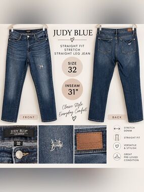 Judy Blue Straight Fit Stretch Straight Leg Jean, 32